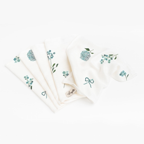 Zestaw Chusteczek Bambusowych (5 szt.) BLUE FLOWERS